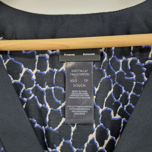 NEW Proenza Schouler xs/s silk-blend kaftan black blue leopard print resortwear - Picture 6 of 10